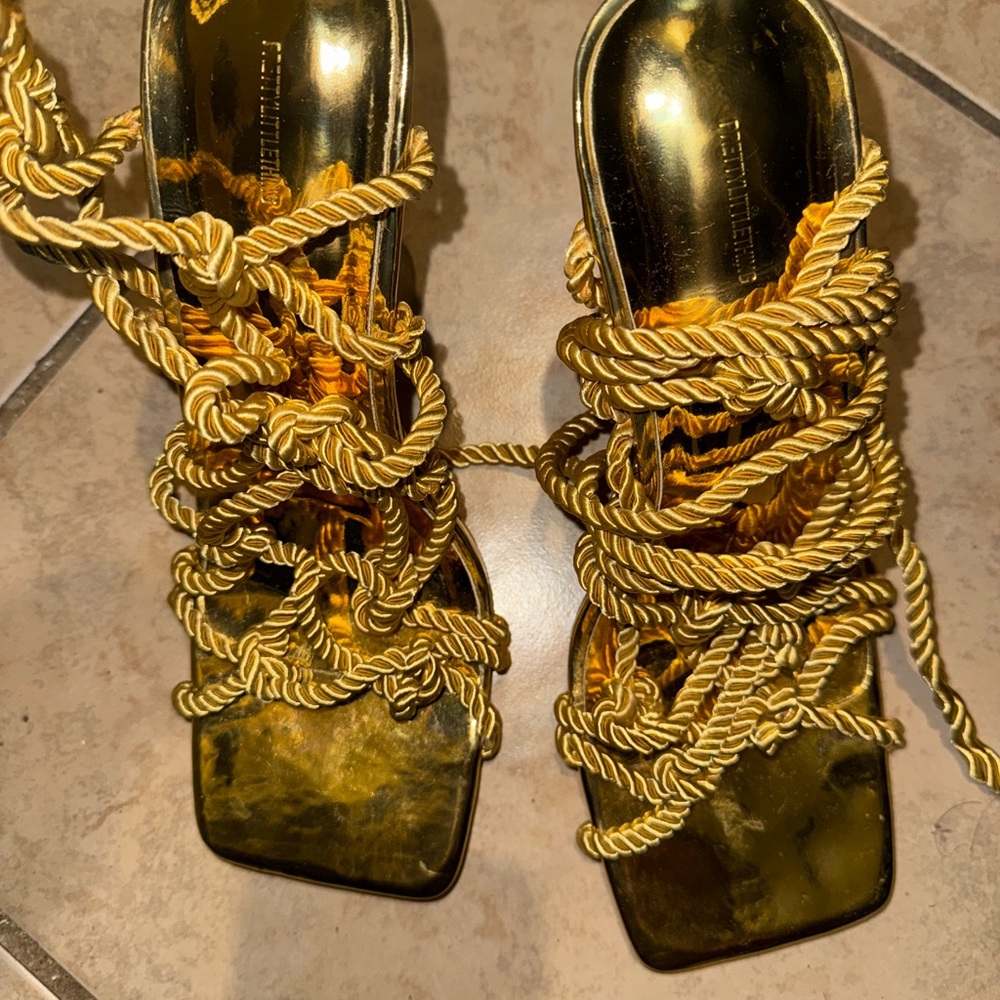Gold Strappy Women's Heels